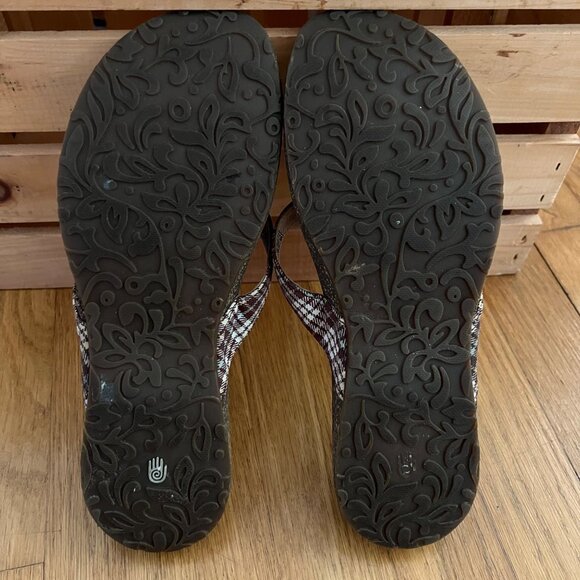 Teva Size 7.5 Brown Plaid Ventura Leather Toe Post Thong Flip Flop Sandals #6503 - Picture 9 of 16